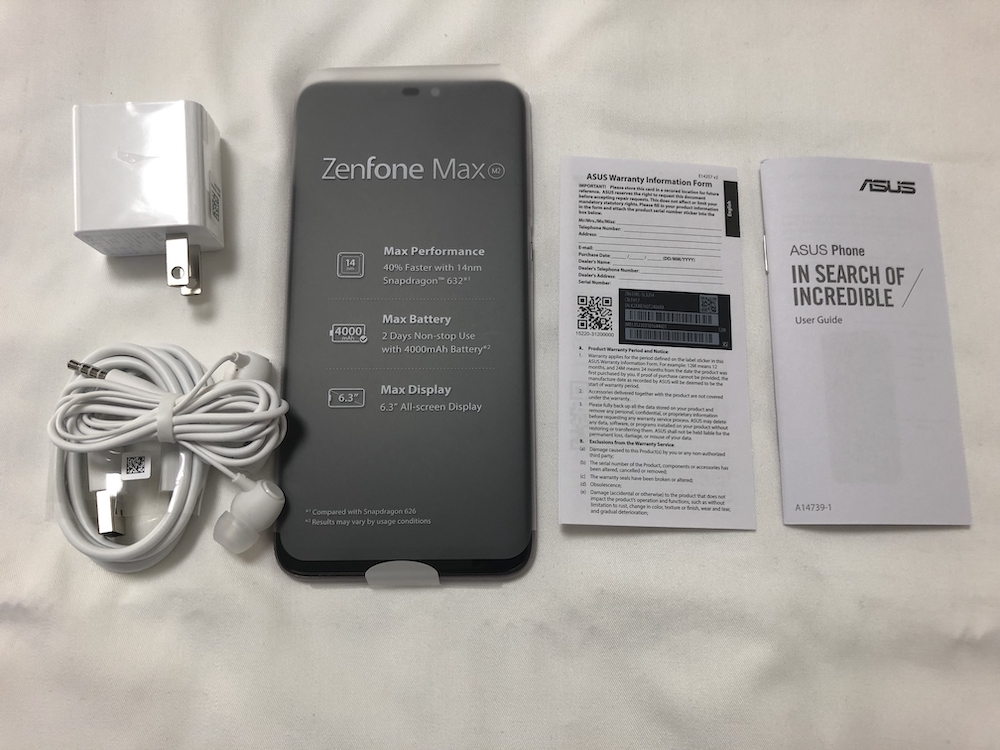 ZenFone Max(M2) 同梱品一式